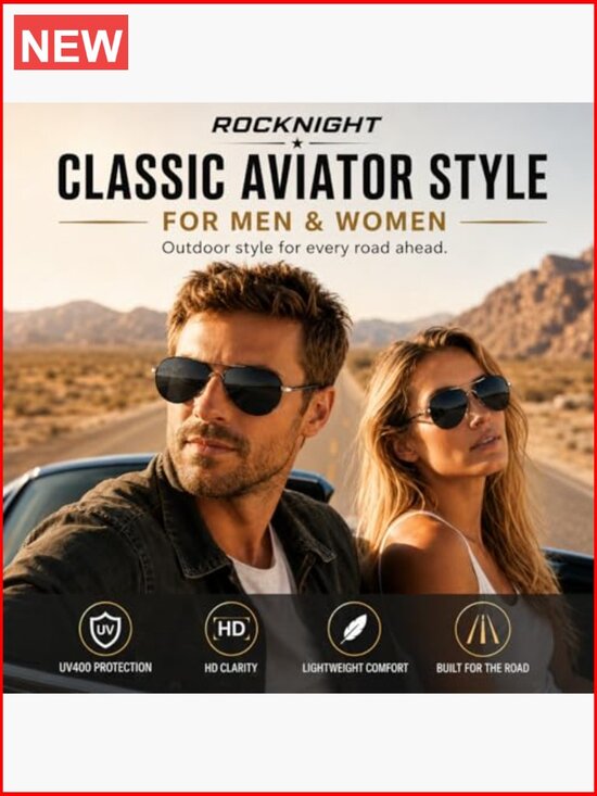 Polarized Aviator Sunglasses UV400 Metal Frame Flat Top Driving Outdoor main image 4